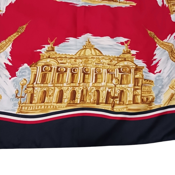 Emmanuel A Silk Scarf Paris Tower Arc de Triomphe Womens Signed Accessories - Picture 7 of 8